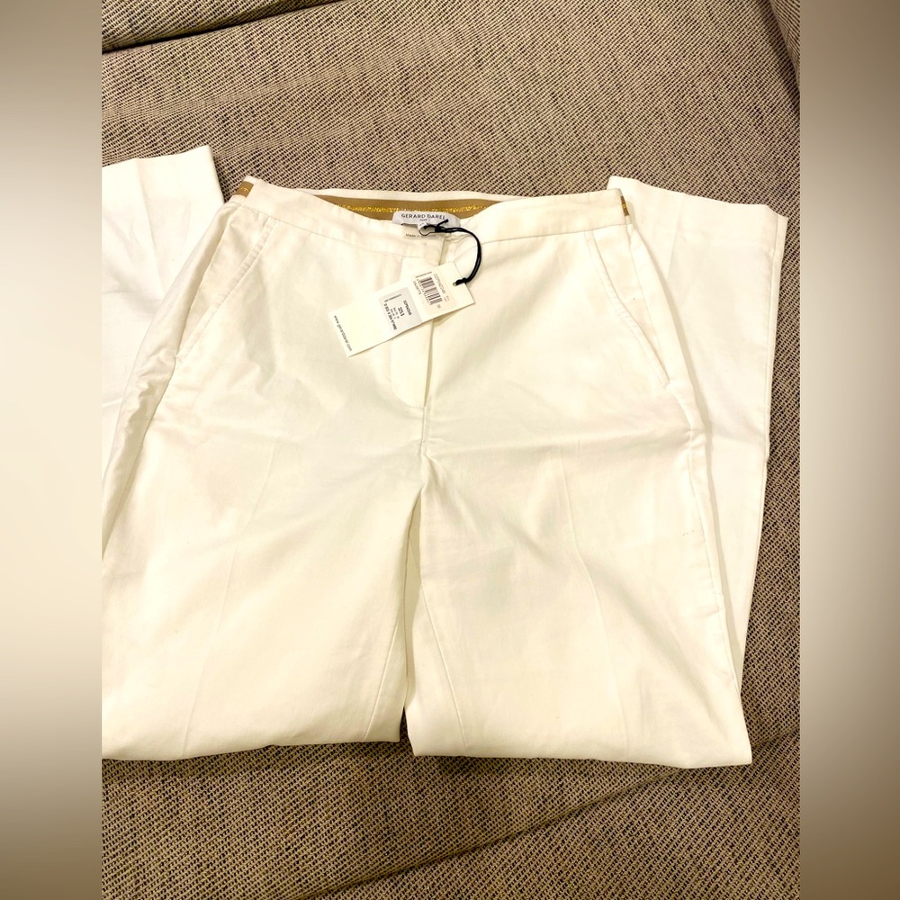 Gerard Darel Womens Zipper Fly Mid Rise Slim Cut Trouser Pants White Size FR 36